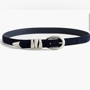 Madewell Triple Keeper French Navy Blue Suede Leather Belt M Medium $68